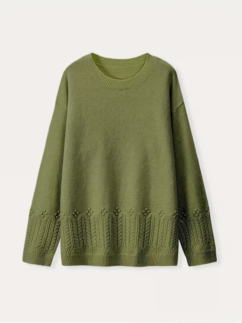 Ghizala - Floral Knit Crewneck Sweater
