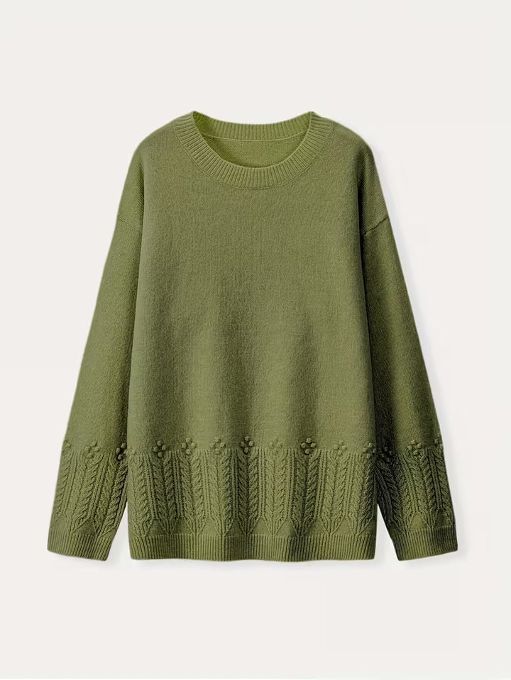 Ghizala - Floral Knit Crewneck Sweater