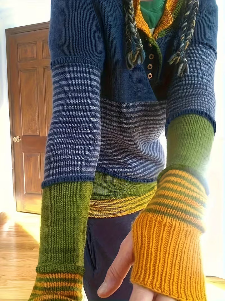Lokina - Color Block Striped Knitted Sweater