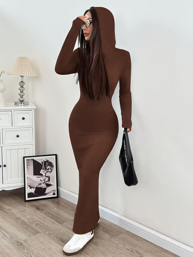 Dahye - Long Sleeve Maxi Dress With Hood