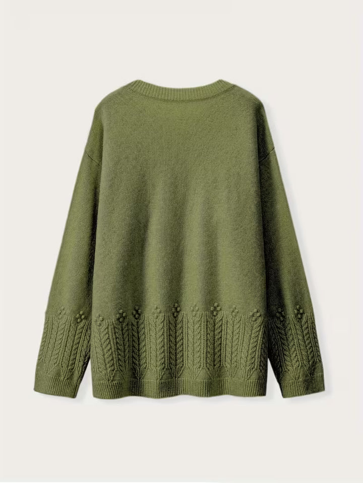 Ghizala - Floral Knit Crewneck Sweater