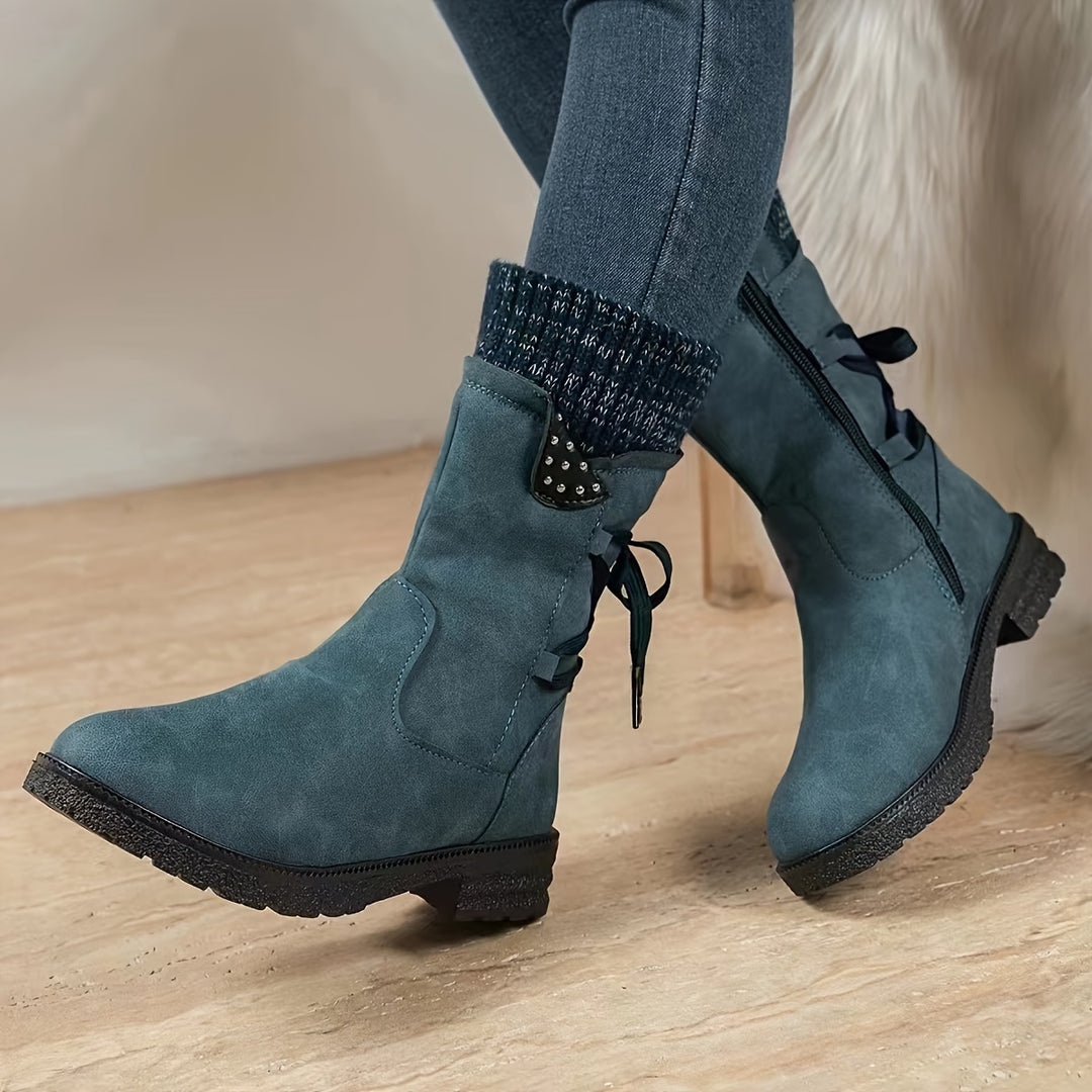 Willemjn - Lace-Up Ankle Boots With Knitted Cuffs