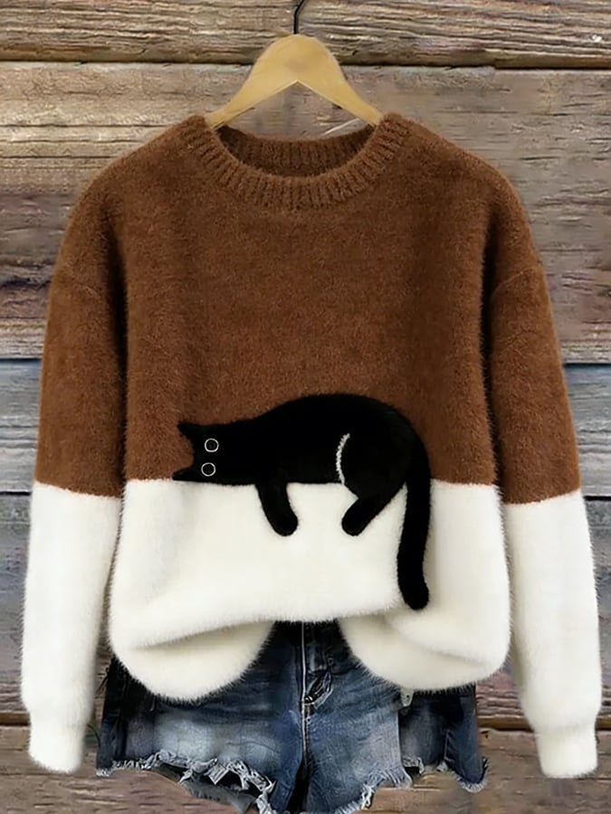Aiste - Casual Cat Graphic Sweater