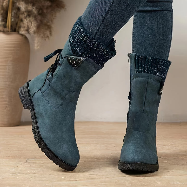 Willemjn - Lace-Up Ankle Boots With Knitted Cuffs