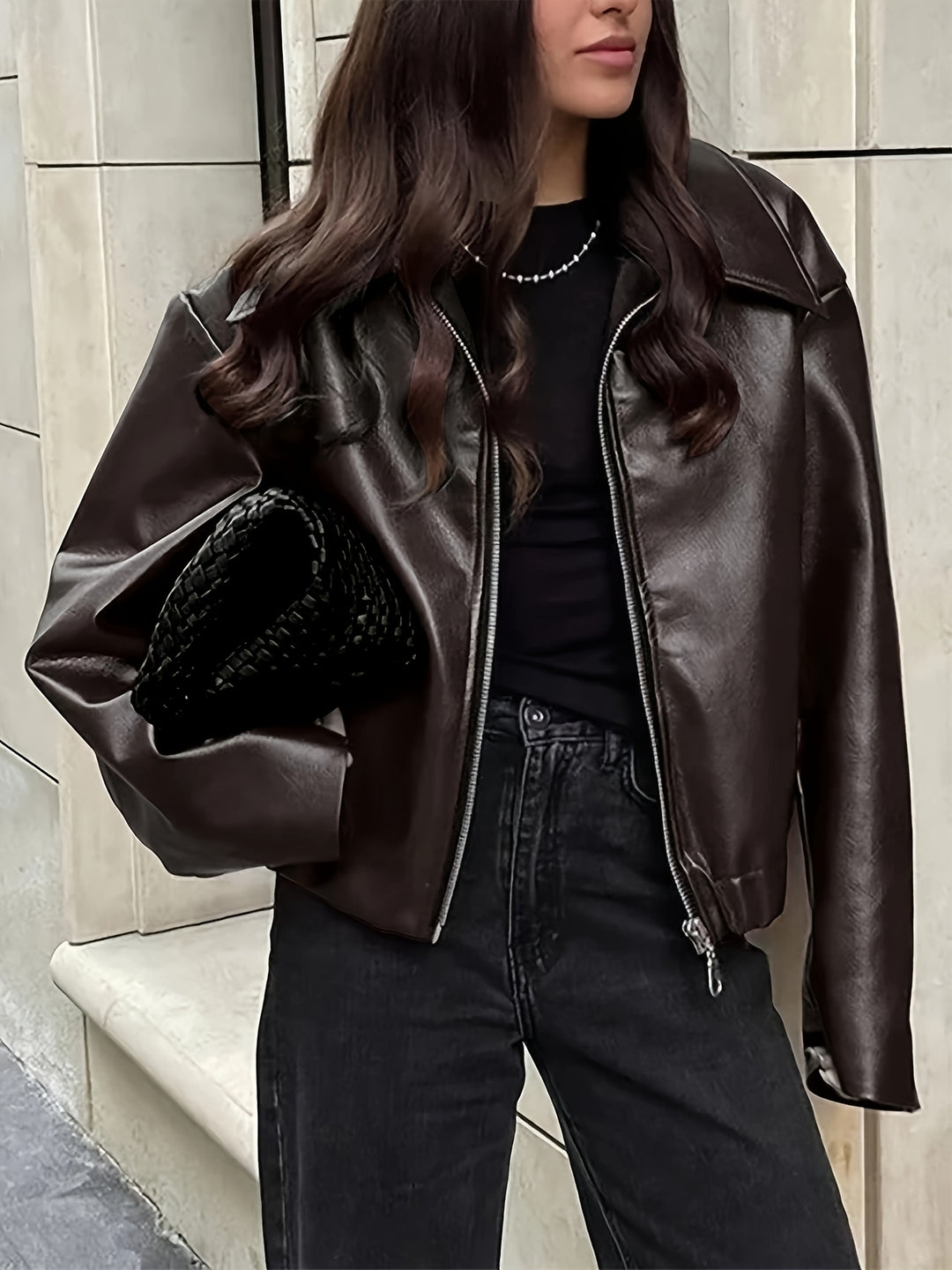 Thida - PU Leather Zip-Up Jacket