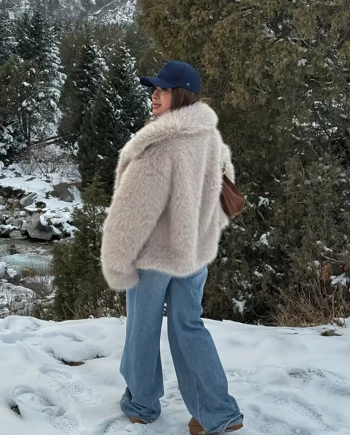 Zefina - Faux Fur Oversized Long Sleeve Jacket