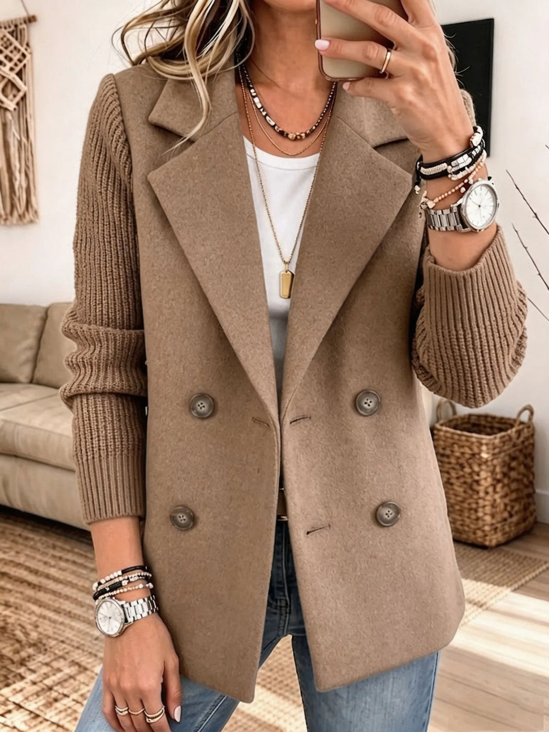 Winchell - Stylish Autumn Jacket With Knitted Sleeves