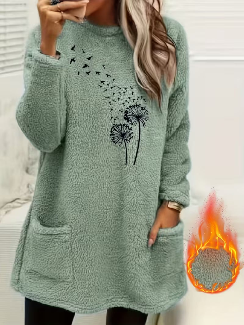 Zibija - Fleece Sweatshirt With Dandelion Print