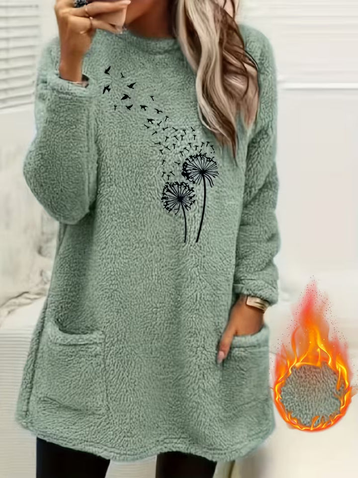 Zibija - Fleece Sweatshirt With Dandelion Print