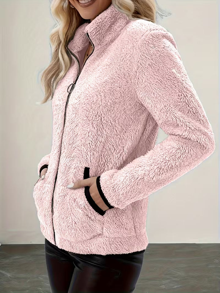 Galiena - Fuzzy Long Sleeve Zip-Up Jacket