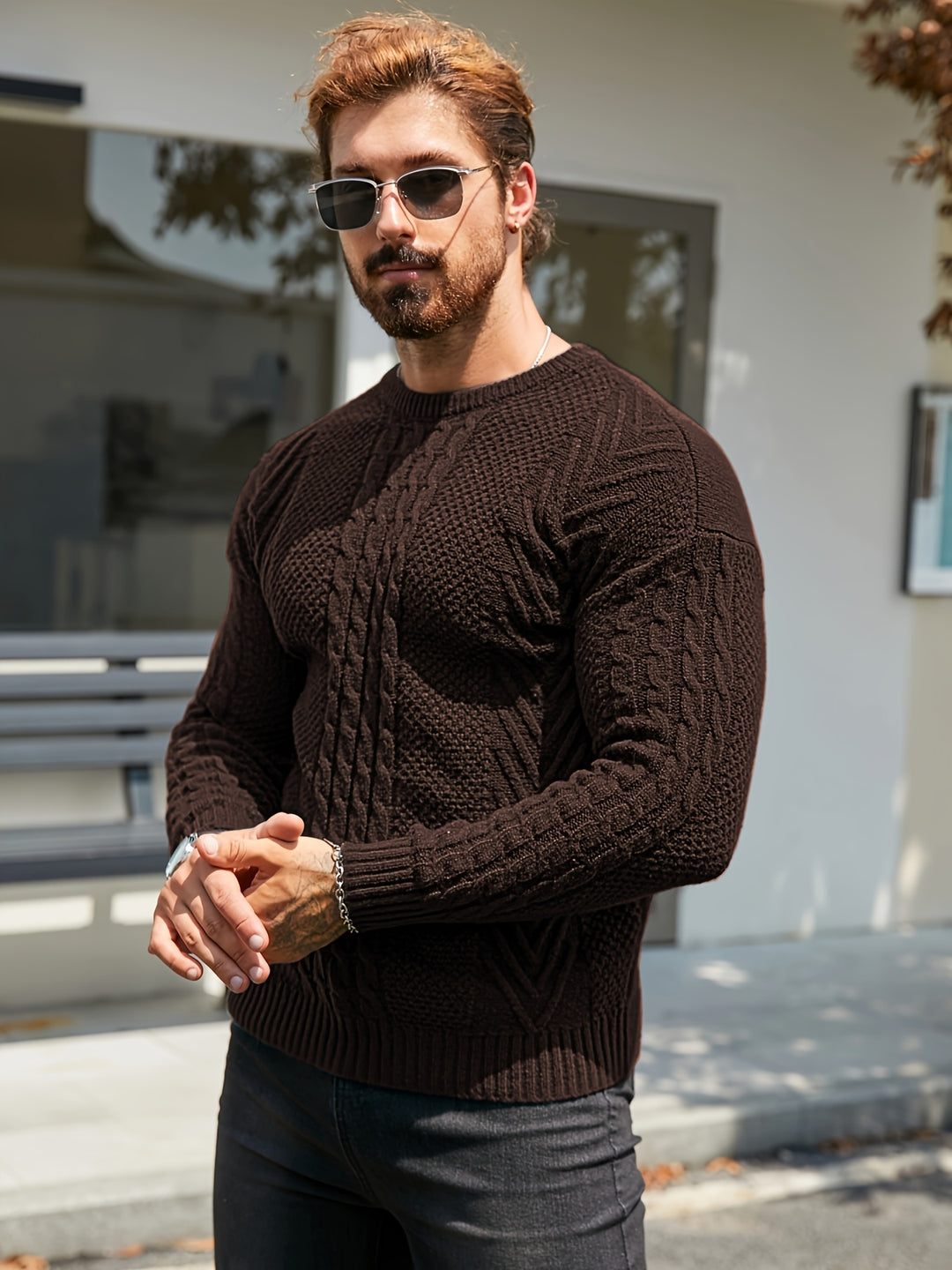 Eiduks - Classic Cable Knit Crew Neck Sweater