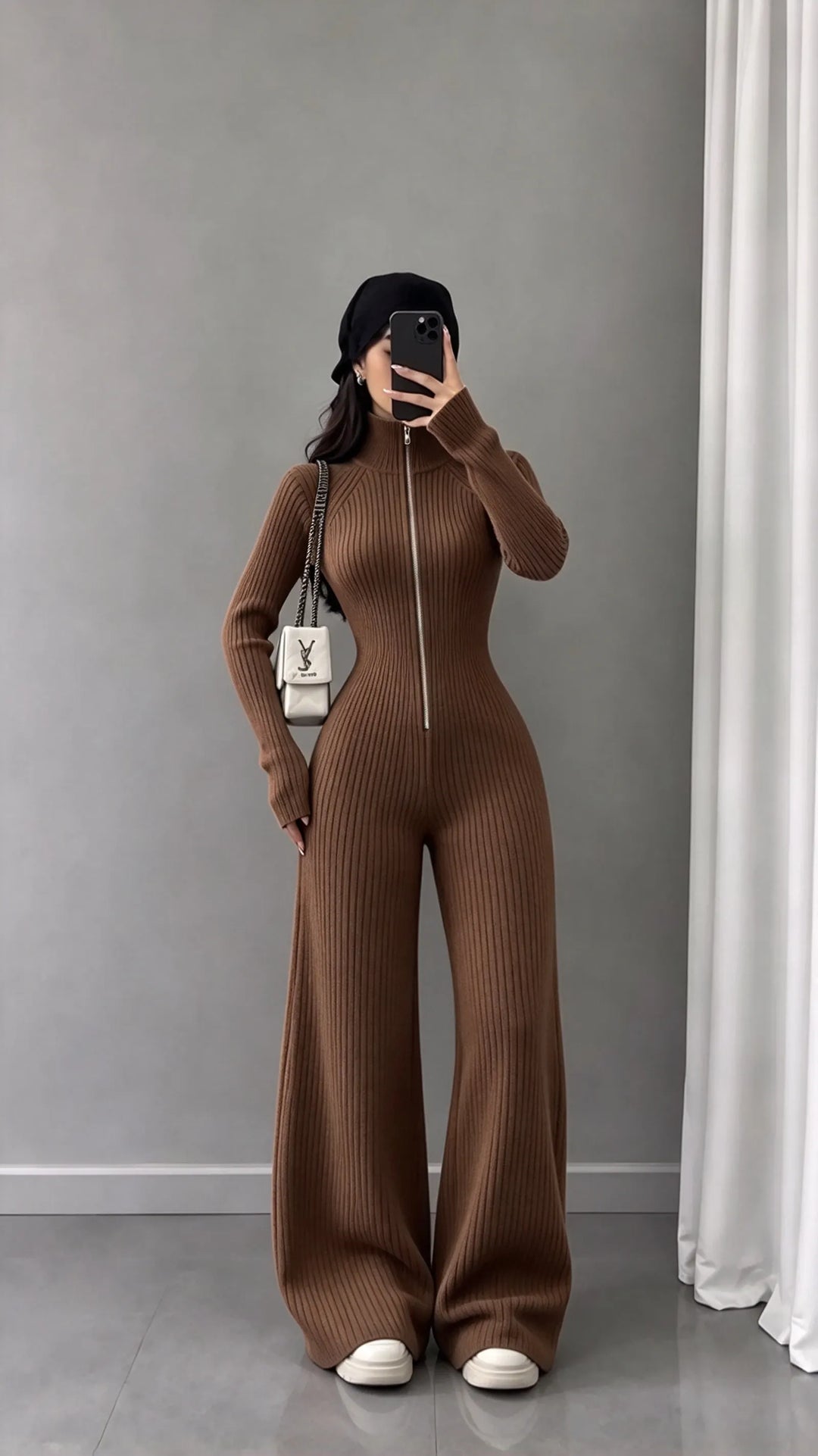 Libby - Ribbed Knit Wide-Leg Jumpsuit