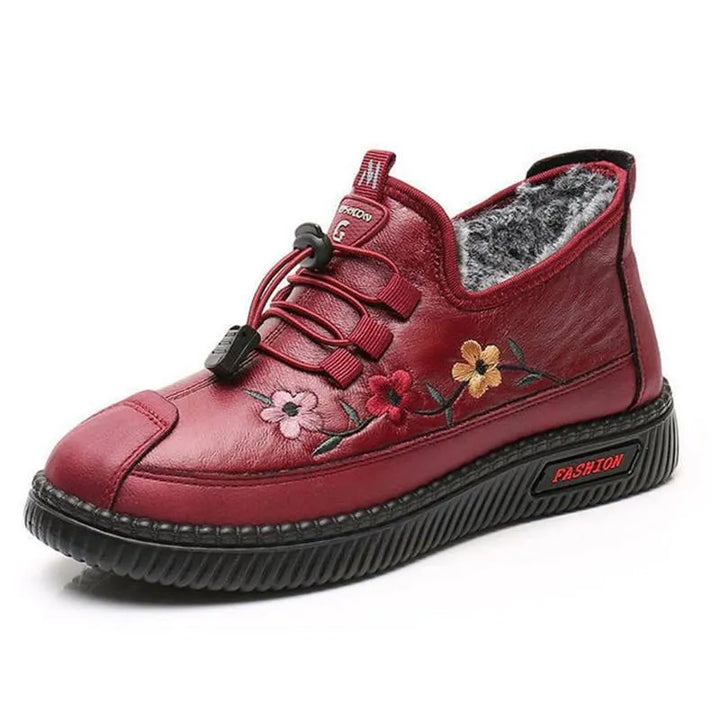 Jaruwan - Fur Lined Floral Embroidered Ankle Boots