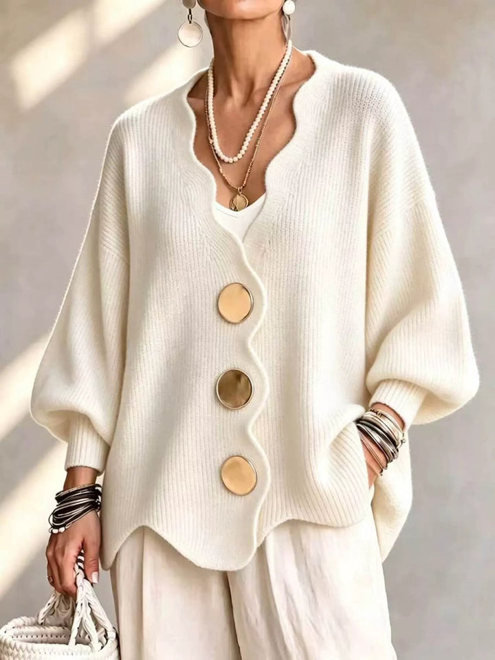 Gilian - Button-Up Cardigan With Scalloped Edge