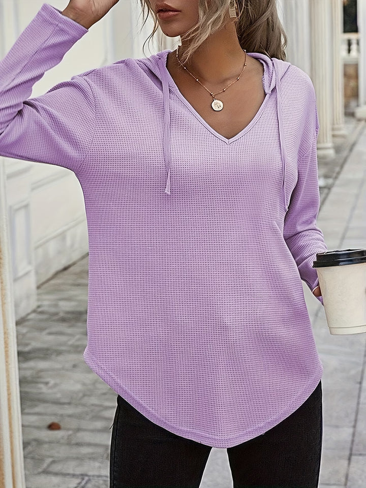 Seonie - Long Sleeve V Neck Hoodie