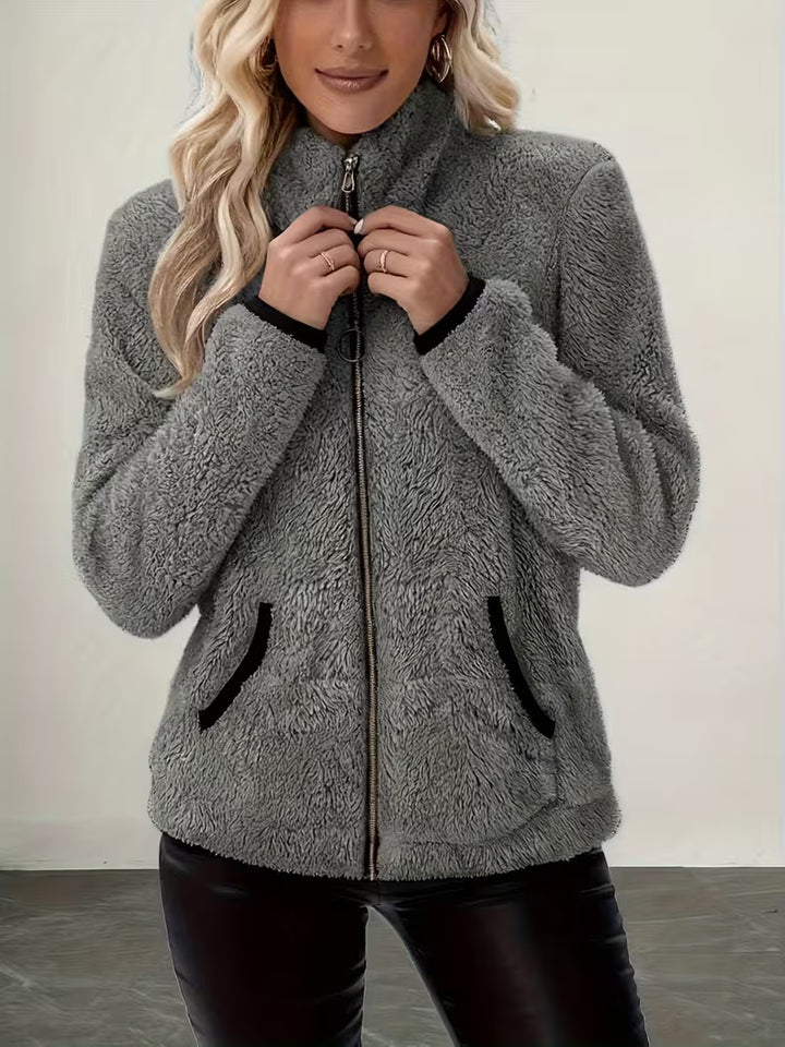 Galiena - Fuzzy Long Sleeve Zip-Up Jacket