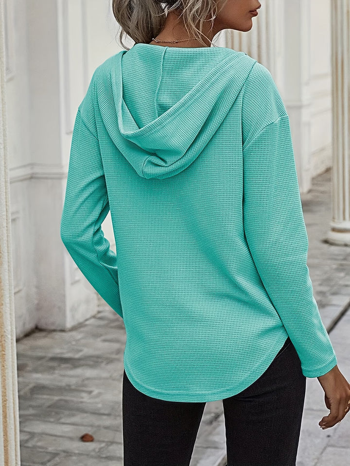 Seonie - Long Sleeve V Neck Hoodie