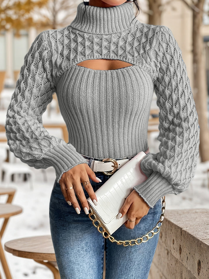 Bibiane - Casual Cutout Turtleneck Knitted Sweater