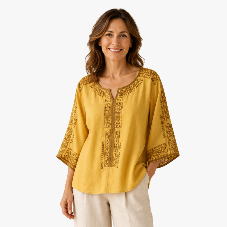 Zaanfi - Embroidered Linen Blouse