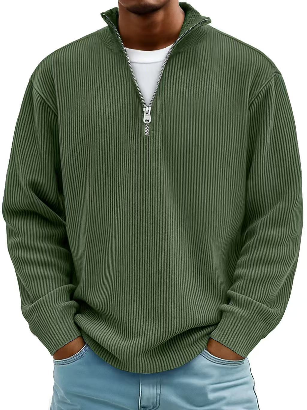 Trestan - Ribbed Long-Sleeve Quarter-Zip Pullover Sweater