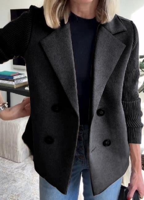 Nahide - Blazer With Ribbed Sleeves and Lapel Collar