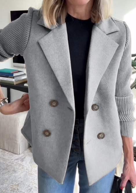 Nahide - Blazer With Ribbed Sleeves and Lapel Collar