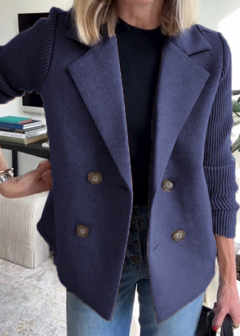 Nahide - Blazer With Ribbed Sleeves and Lapel Collar