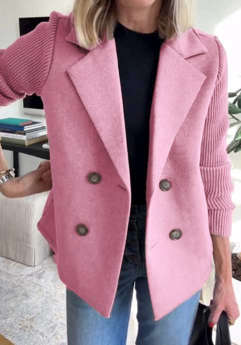 Nahide - Blazer With Ribbed Sleeves and Lapel Collar