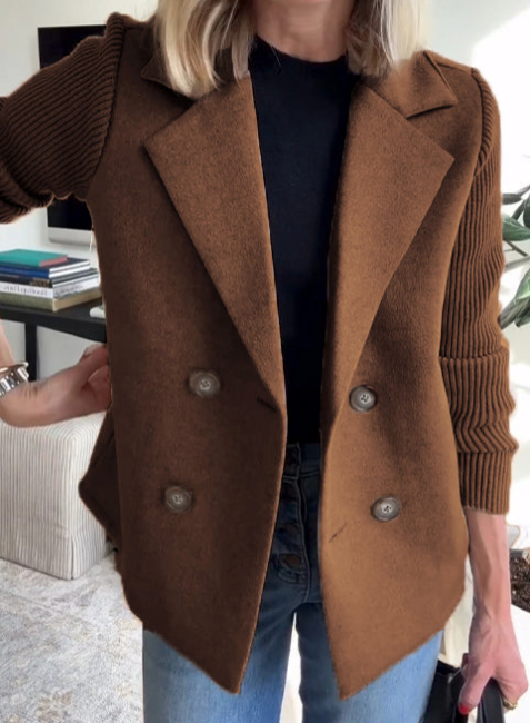 Nahide - Blazer With Ribbed Sleeves and Lapel Collar