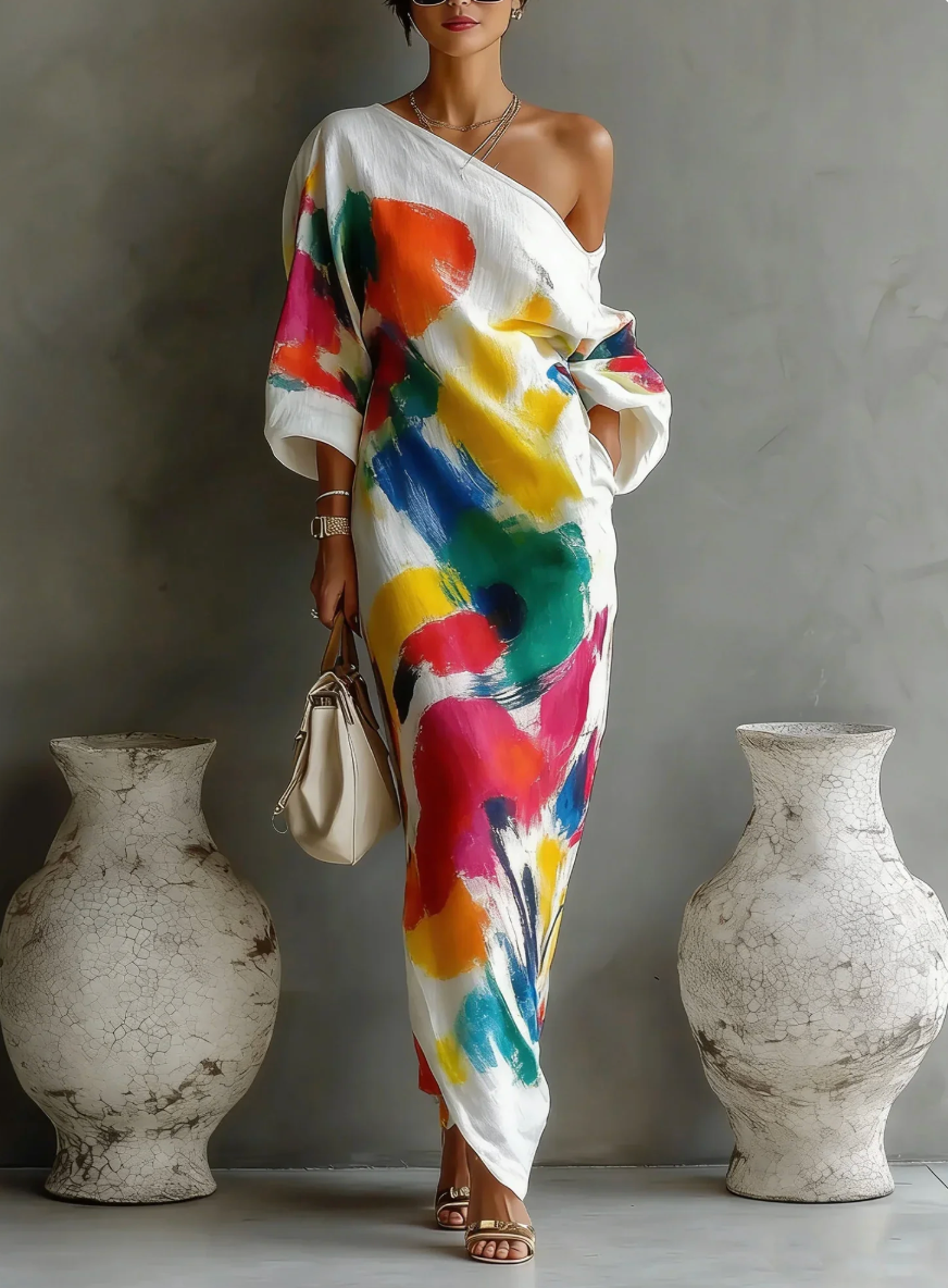 Lorrainen - Artistic One-Shoulder Maxi Dress
