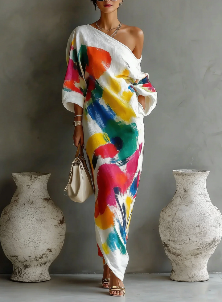 Lorrainen - Artistic One-Shoulder Maxi Dress