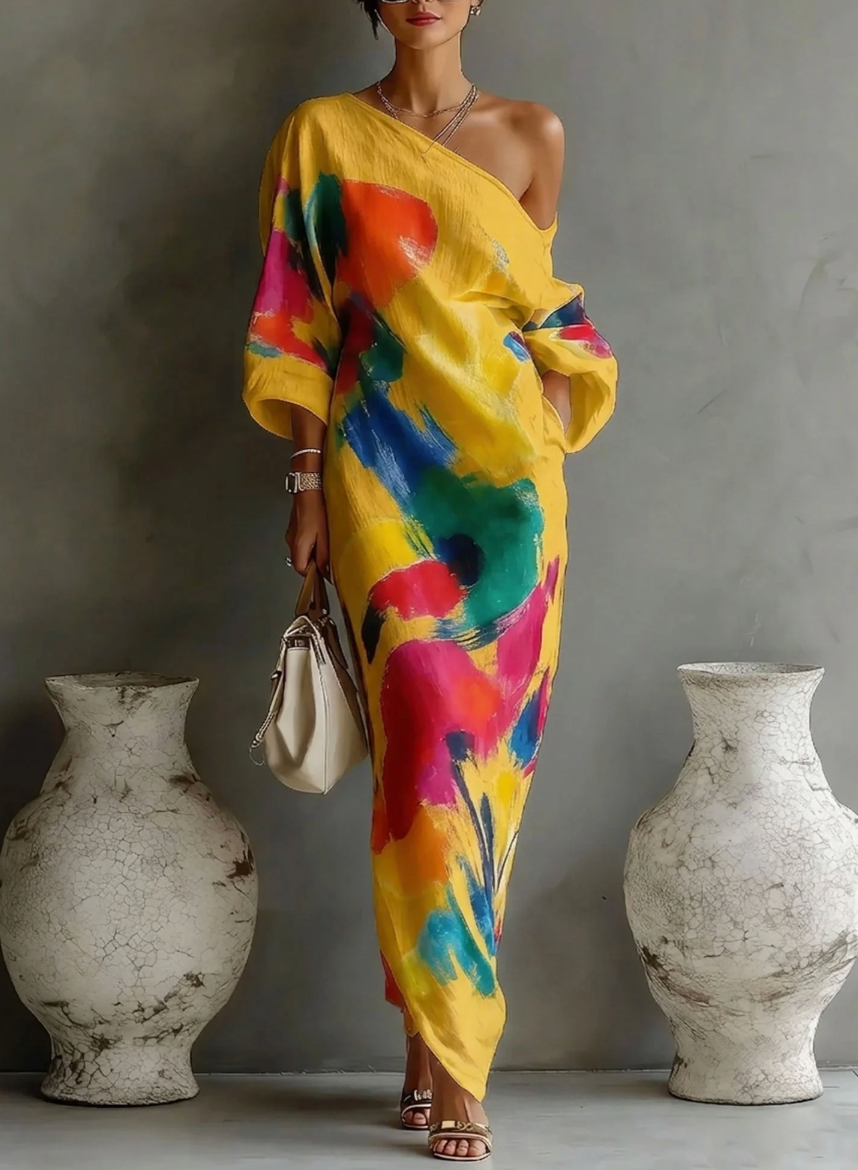 Lorrainen - Artistic One-Shoulder Maxi Dress
