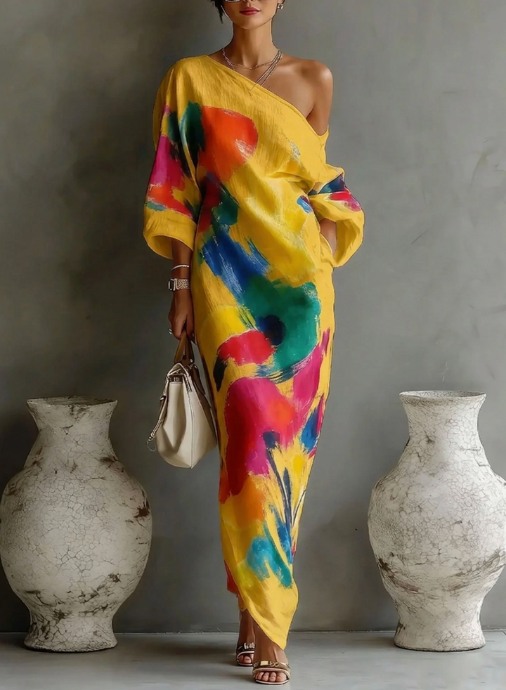 Lorrainen - Artistic One-Shoulder Maxi Dress