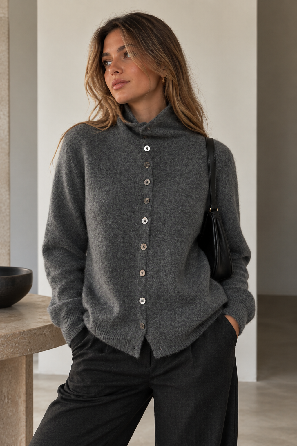 Larona - Knit Cardigan With Multi-Button Front