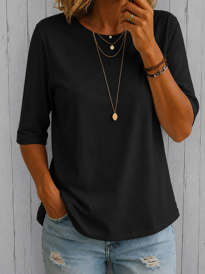 Arisa - Crew Neck Three Quarter Sleeve T-Shirt