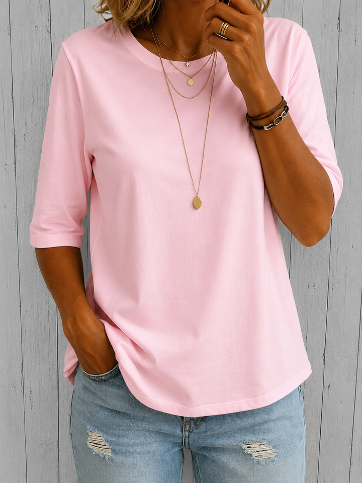 Arisa - Crew Neck Three Quarter Sleeve T-Shirt