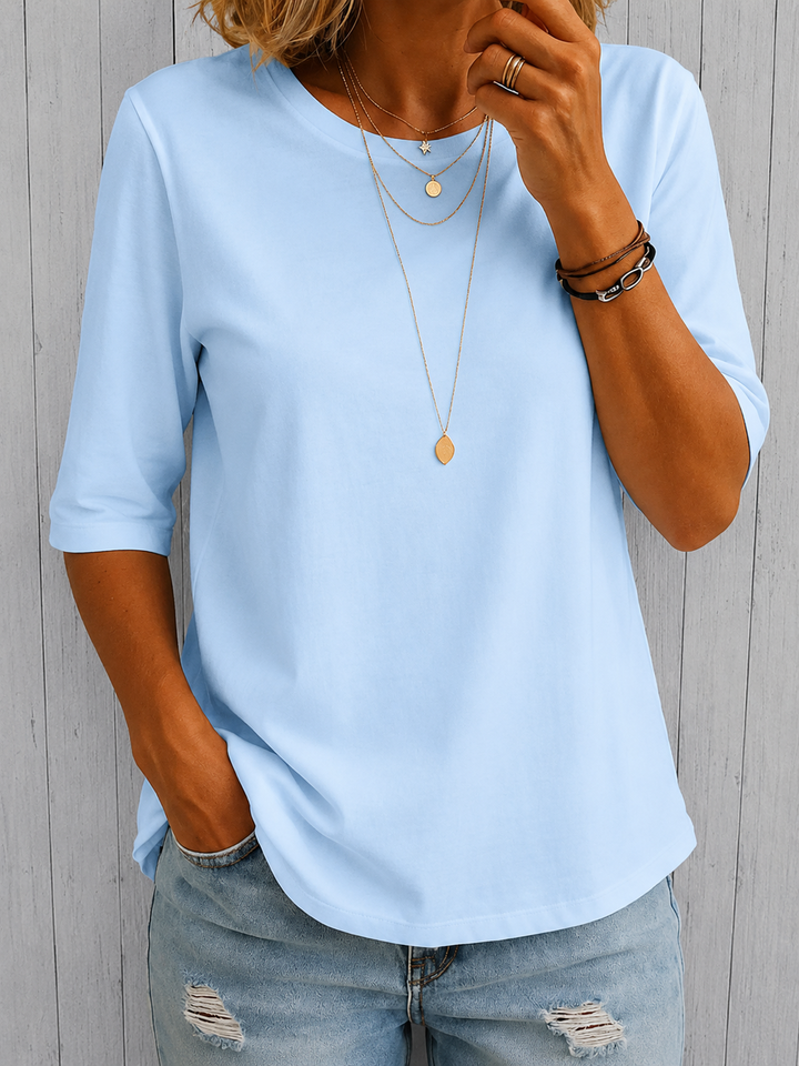 Arisa - Crew Neck Three Quarter Sleeve T-Shirt