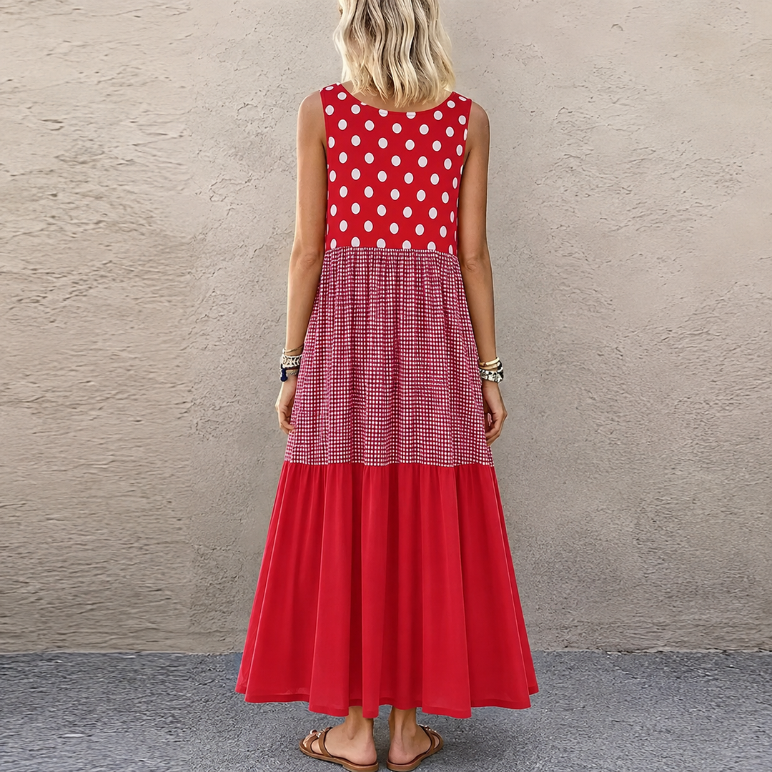 Shezina - Sleeveless Patchwork Dress