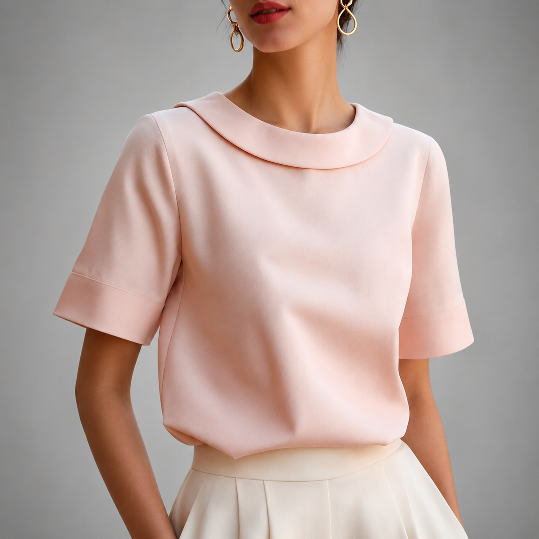 Genila - Short Sleeve Round Collar Blouse
