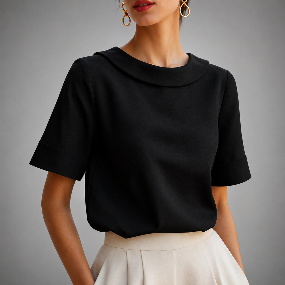 Genila - Short Sleeve Round Collar Blouse