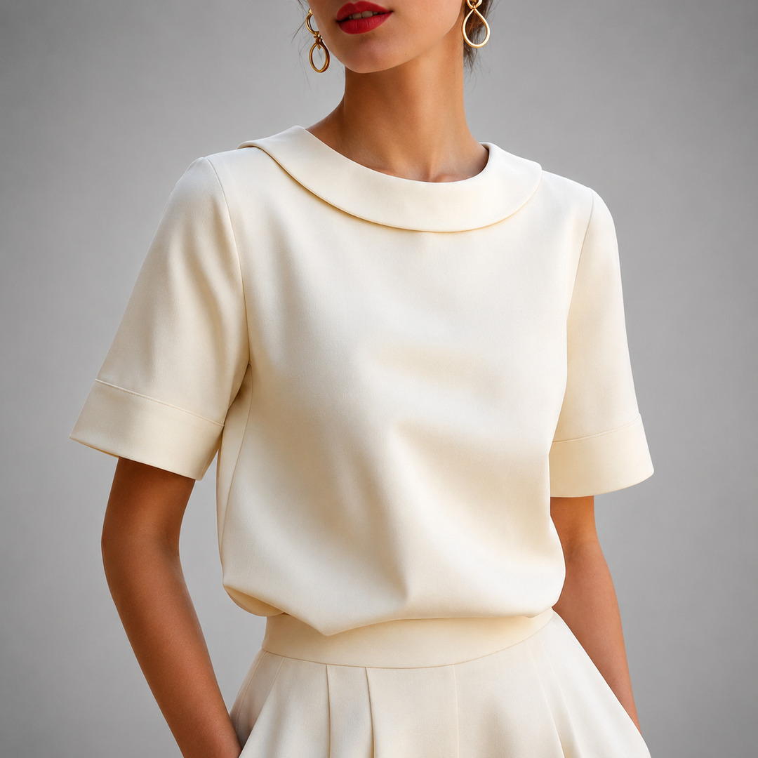 Genila - Short Sleeve Round Collar Blouse