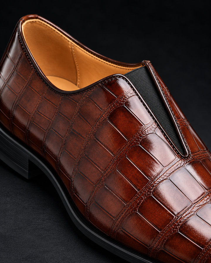 Amphon - Loafers with Crocodile Texture and Slip-On Fit