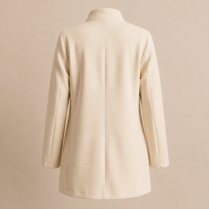 Liselotte - Collarless Button-Front Longline Coat