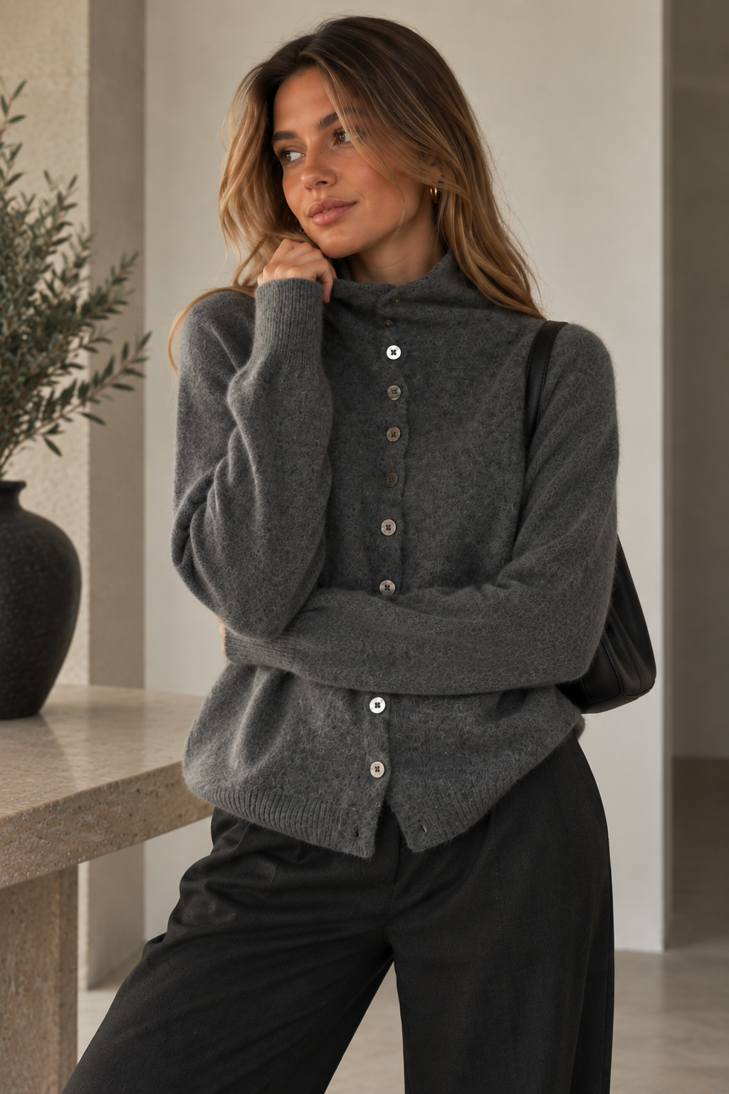 Larona - Knit Cardigan With Multi-Button Front