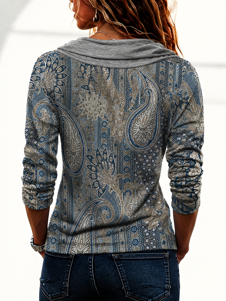 Vinja - Paisley Print Cowl Neck Top