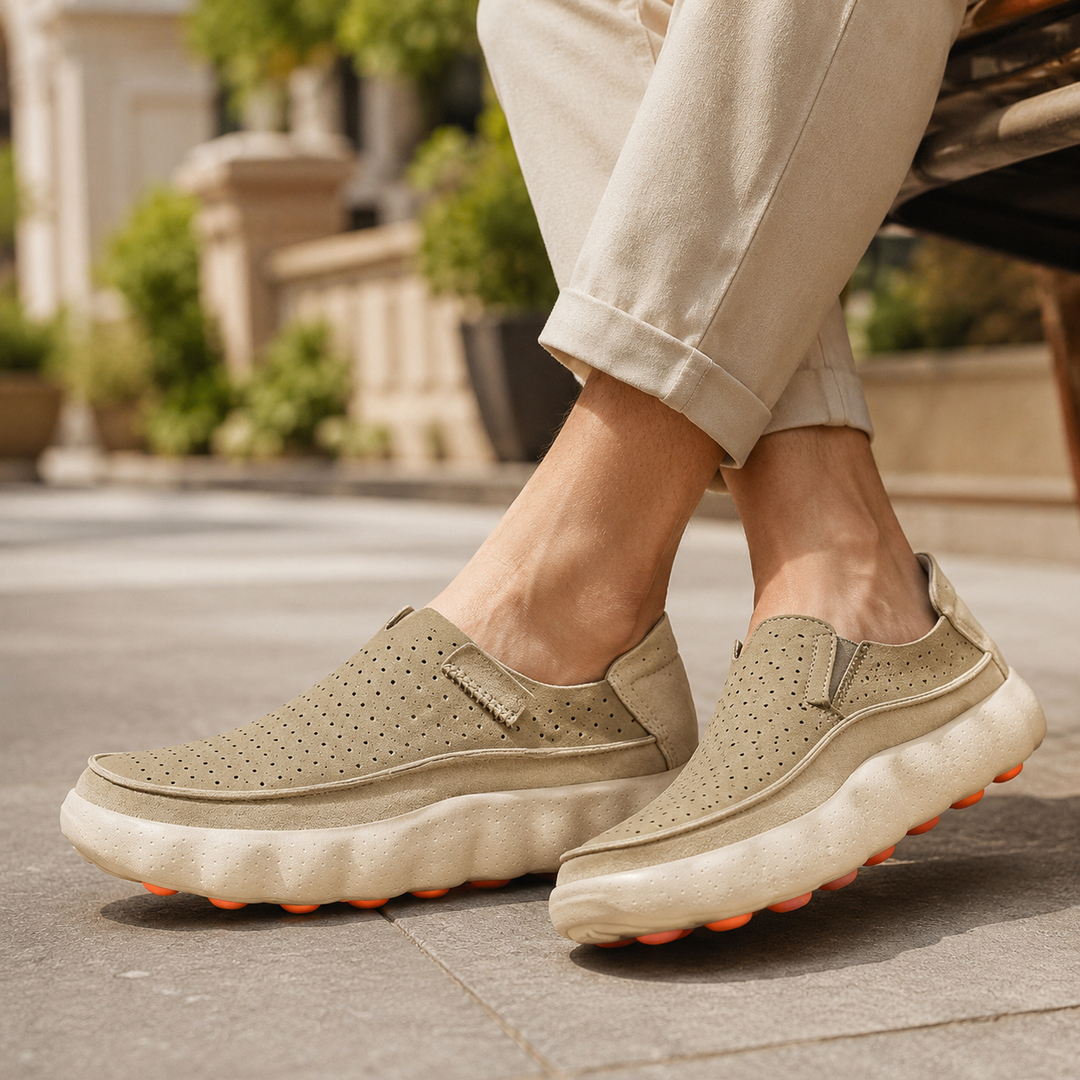 Sameth - Perforated Slip On Shoes with Flexible Sole