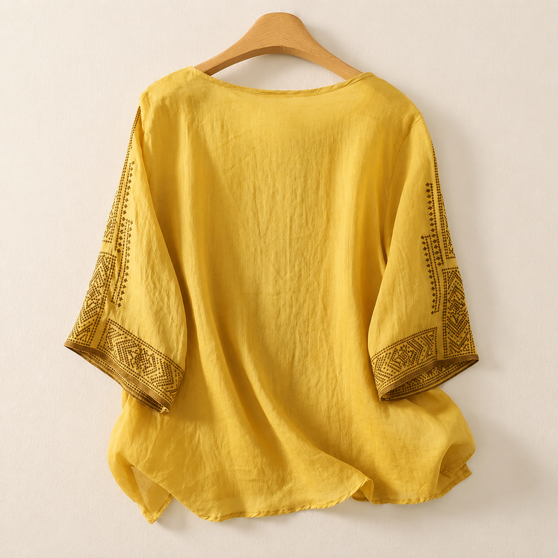 Zaanfi - Embroidered Linen Blouse