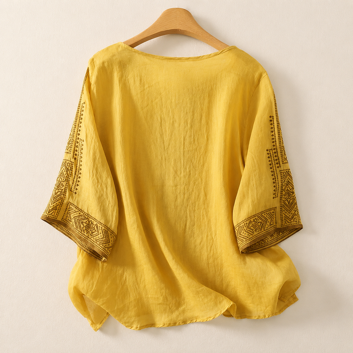 Zaanfi - Embroidered Linen Blouse