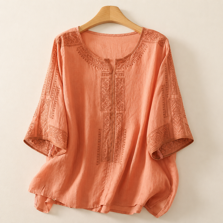 Zaanfi - Embroidered Linen Blouse