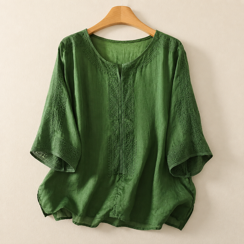 Zaanfi - Embroidered Linen Blouse